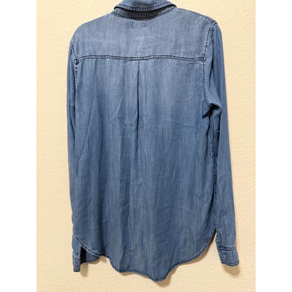 Scully Womens Denim Shirt Fringed Western‎ Button Down Blue Tencel Top - Picture 4 of 4